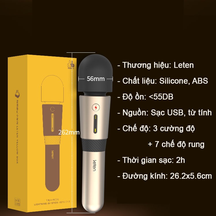 Chày rung Leten hai đầu tỏa nhiệt 42 độ phụ kiện tình dục hỗ trợ màn dạo đầu thêm hưng phấn