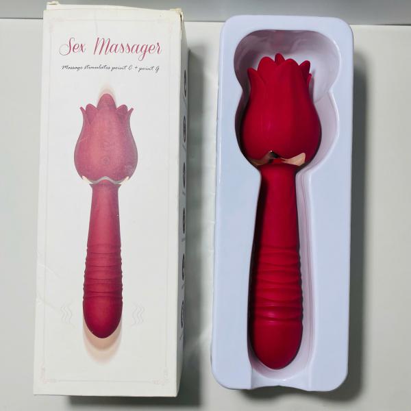 Chày rung thụt lưỡi liếm hai đầu ngụy trang bông hoa hồng không dây massage đa điểm