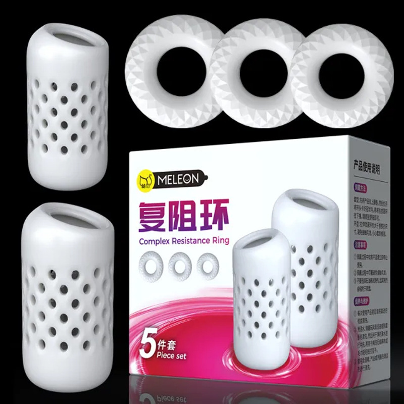 Combo 5 vòng đeo kháng lực dương vật MELEON màu trắng