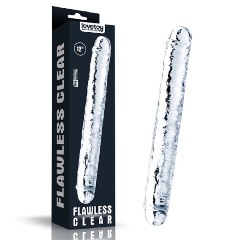 Dương vật giả cầm tay hai đầu trong suốt Lovetoy Flawless Clear cao cấp