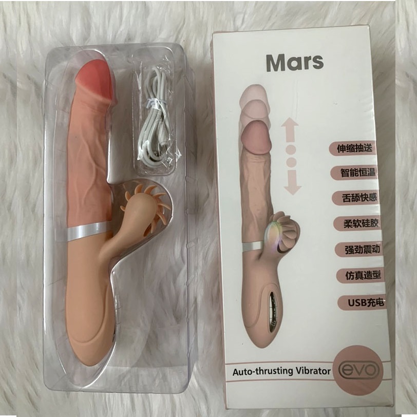 Dương vật giả Evo mars rung thụt nhiệt kết hợp lưỡi liếm cao cấp