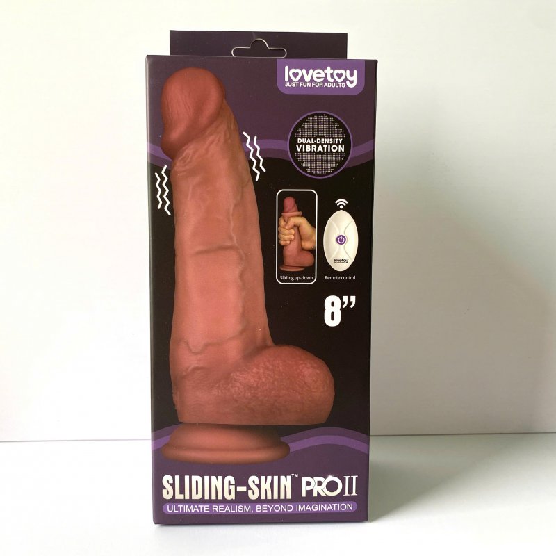 Dương vật giả Lovetoy Sliding Skin Pro II 8 inch silicon 2 lớp mềm mịn trượt da giống thật rung điều khiển từ xa