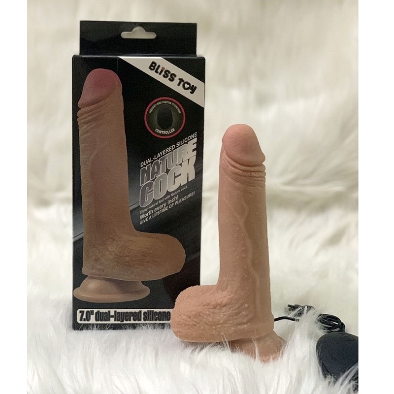 Dương vật giả silicon Bliss Toy 2 thớ siêu mềm mịn rung 10 chế độ kết hợp điều khiển