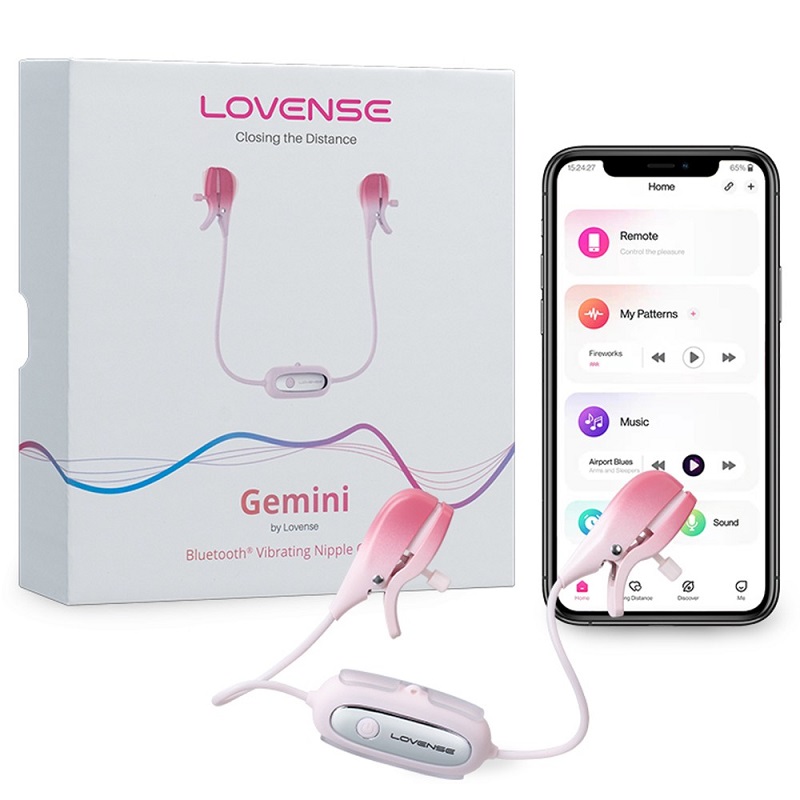 Lovense Gemini Máy rung kẹp núm vú 2 đầu điều khiển bằng ứng dụng cao cấp