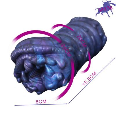 Âm đạo giả cầm tay silicon trần bò rừng siêu thực ôm khít màu xanh
