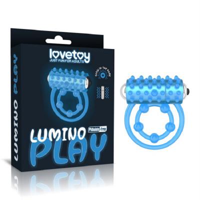 Vòng rung đeo dương vật Lovetoy Lumino Play màu xanh phát sáng