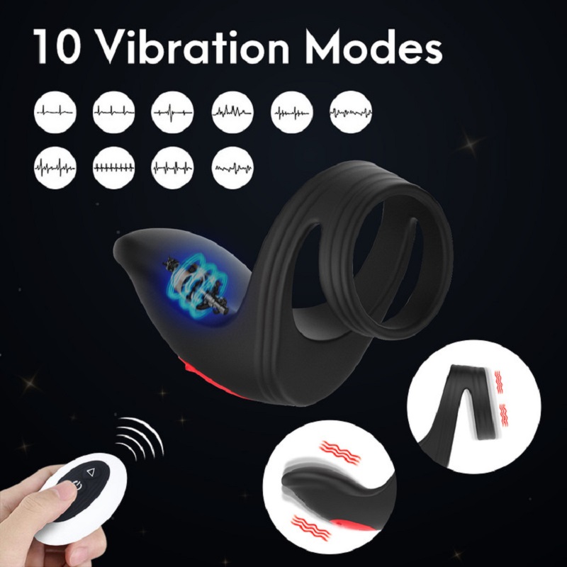 Vòng đeo khóa tinh trùng Fanshiyao rung kép lưỡi liếm cực phê điều khiển từ xa